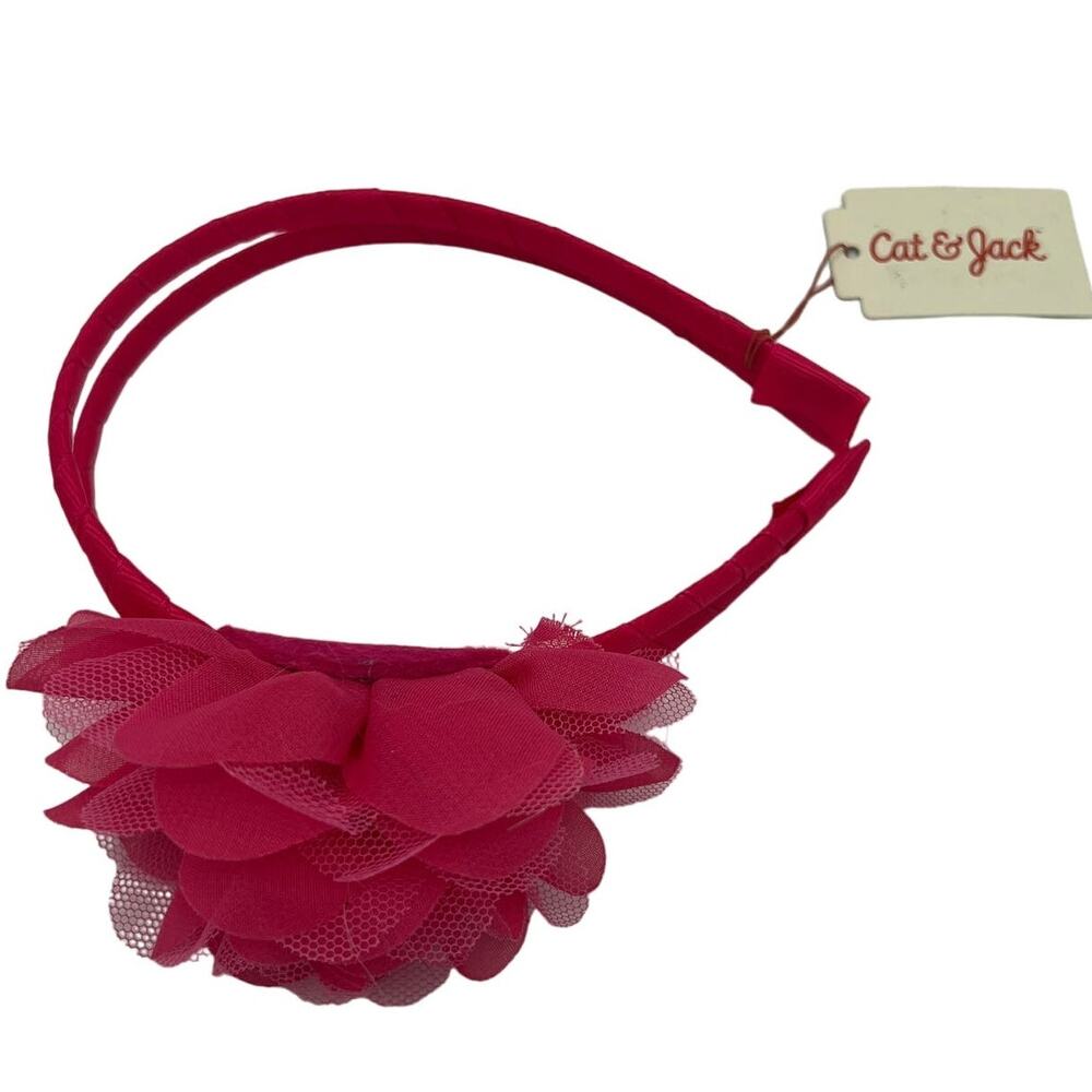 Cat & Jack Girls' Hot Pink Mesh Flower Headband - NWT